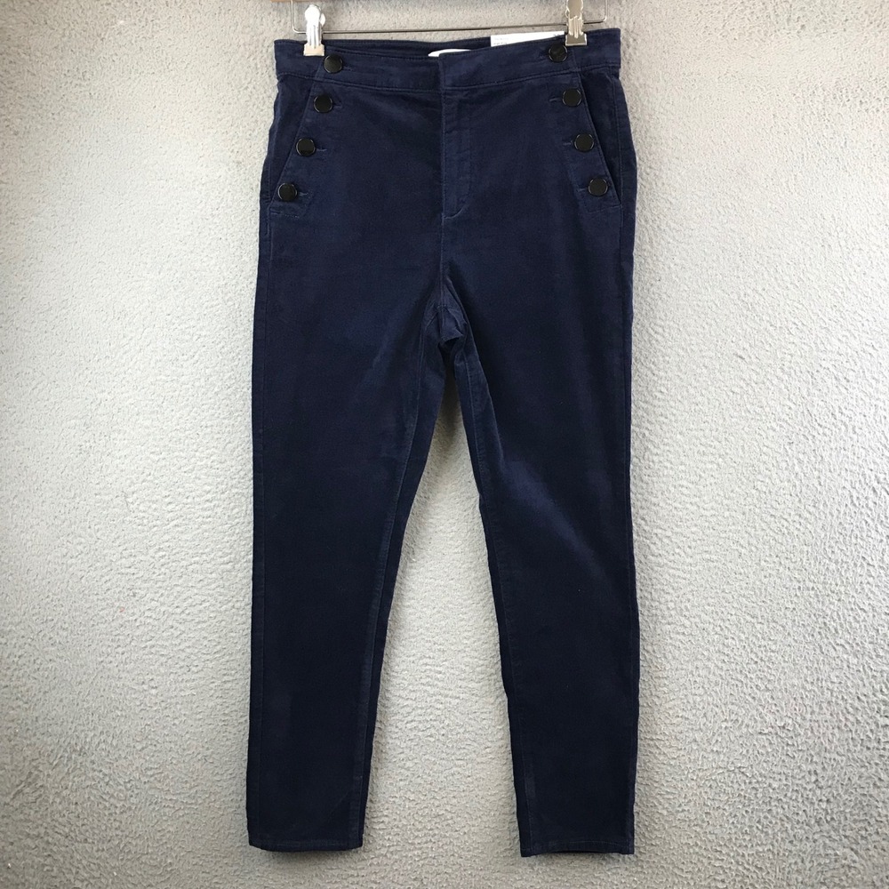 New Loft‎ Women's The Skinny High Rise Blue Velvet Velour  Pants Size 29
